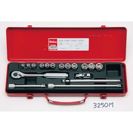 Socket Set 6 Point 17 Pieces 3/8 Sq. Drive